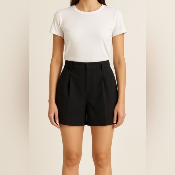 Uniqlo Pants - UNIQLO Women’s High-Waisted Black Pleated Shorts – Size XL